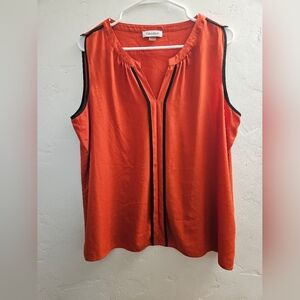 Calvin Klein Vibrant Orange Sleeveless Blouse